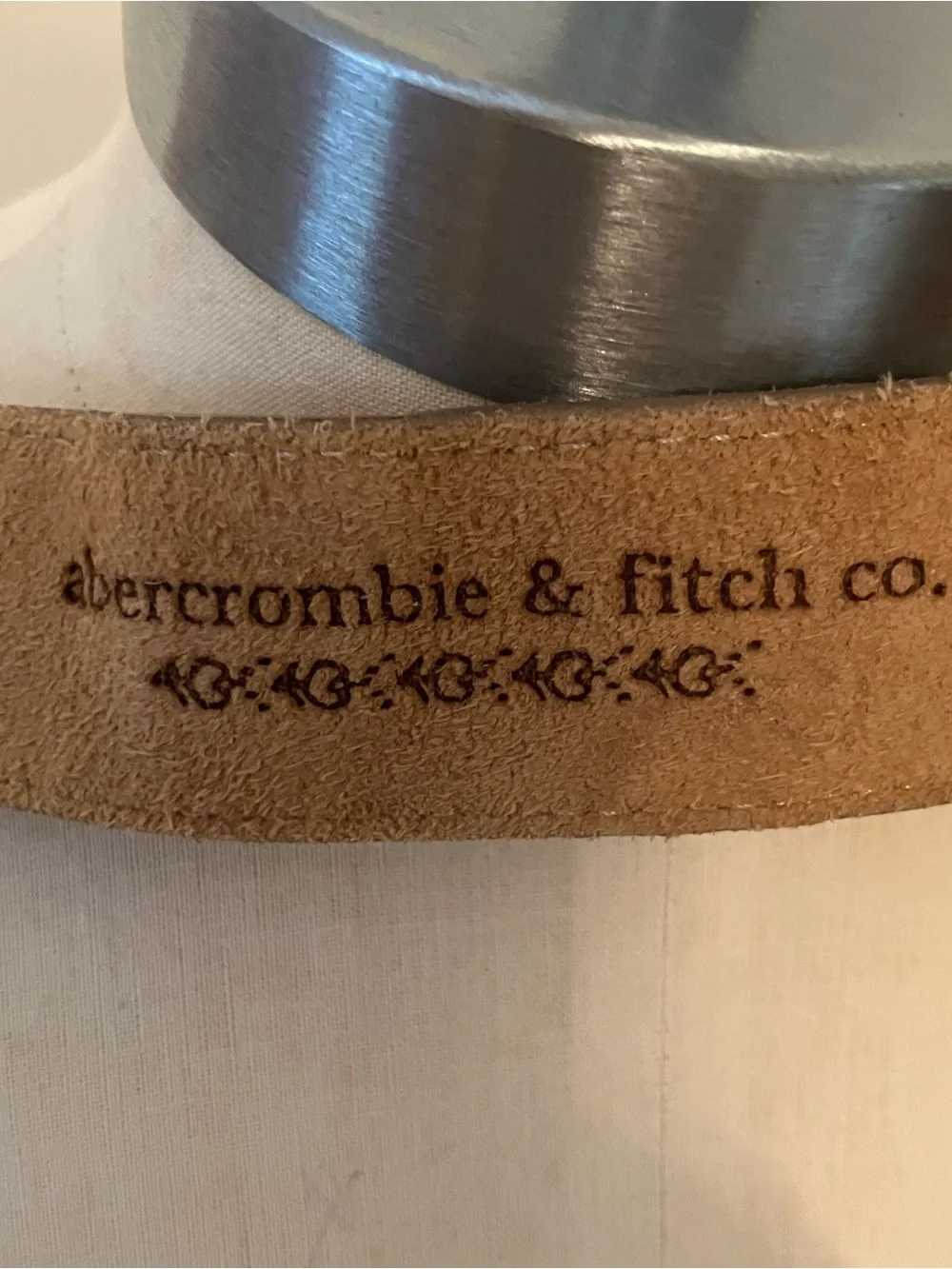 VTG Abercrombie & Fitch Women’s Tan Brown Leather Belt Brass Buckle Sz.L Preppy
